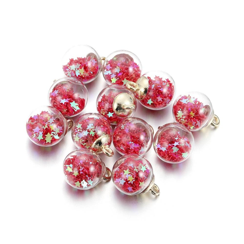 10Pcs Charms Star Sequins Transparent Glass Ball 16Mm Pendants Crafts Making Findings Handmade Jewelry Diy For Earrings Necklace