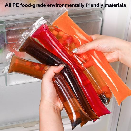 50 шт. одноразовых пакетов для мороженого с воронкой, герметичные зип-застежки, не содержащие БФА, морозильные тубы для фруктового льда, йогурта, сока, смузи