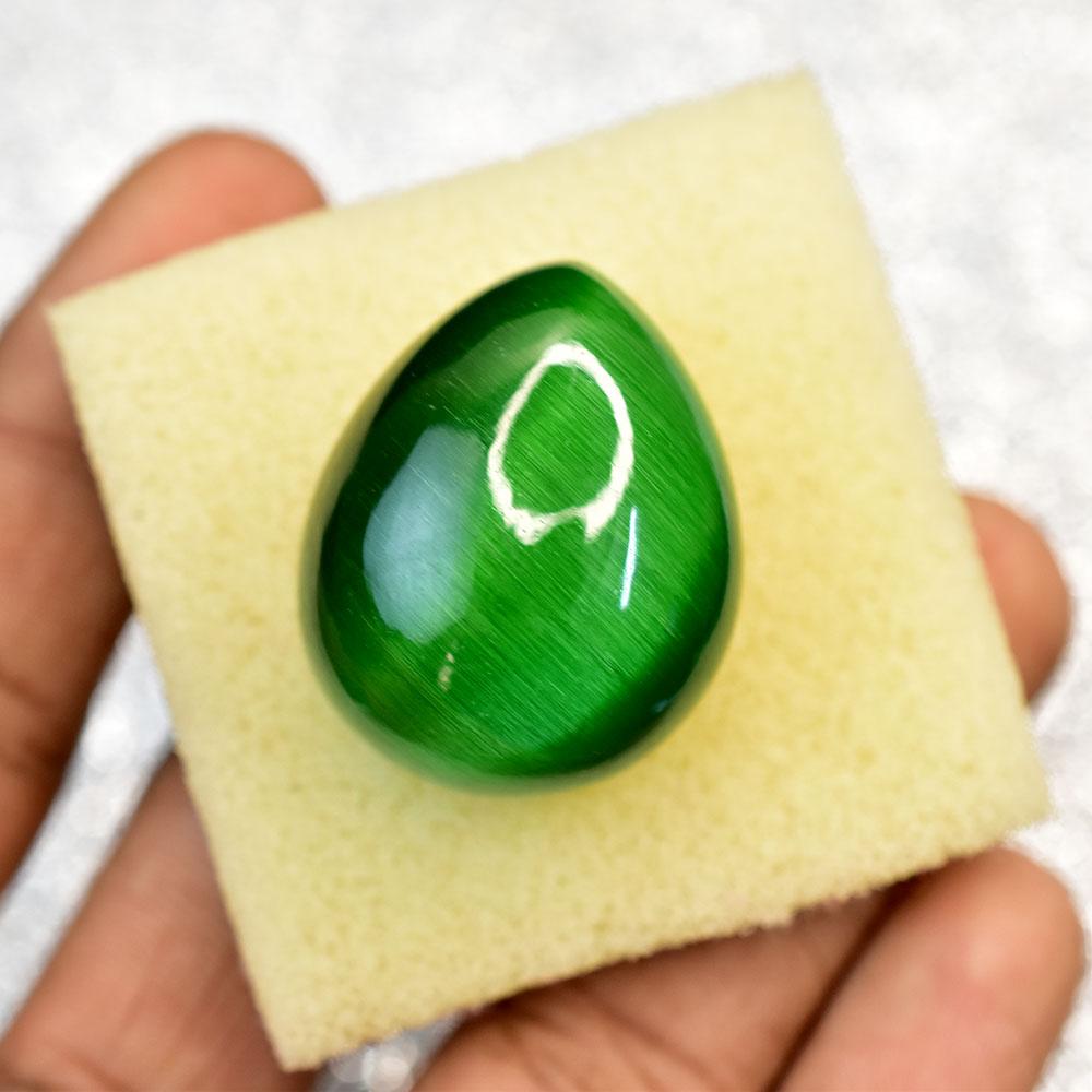 95.15 Ct Pear Cabochon Shape Green Cat's Eye NATURAL   Loose Gemstone