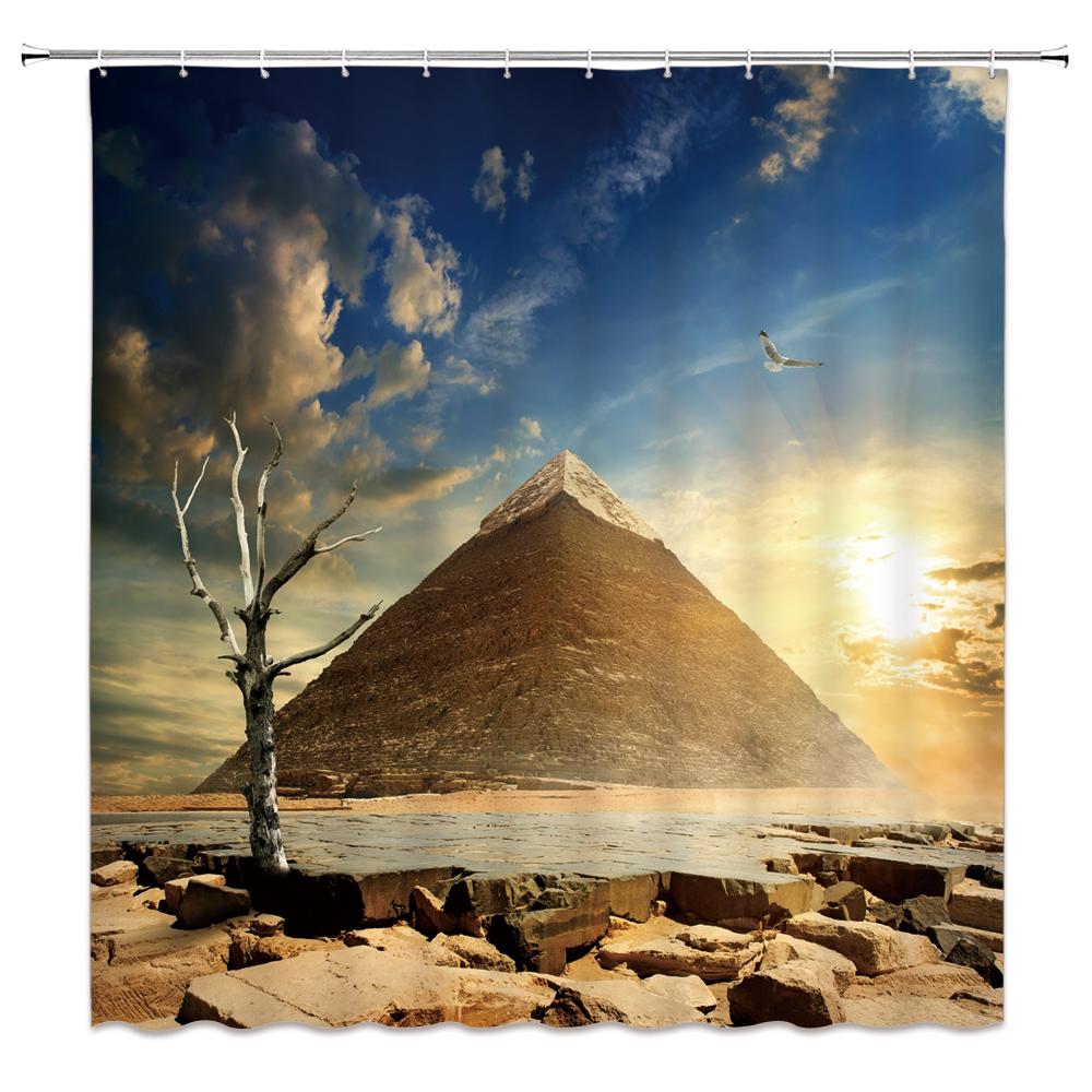 Famous Architectural Scenery Shower Curtain Printed European Landscape Polyster Home Decor Bathroom Curtain with Hooks