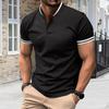 Мужская футболка с короткими рукавами и воротником-стойкой в полоску, однотонный пуловер, приталенный, мягкий, деловой
