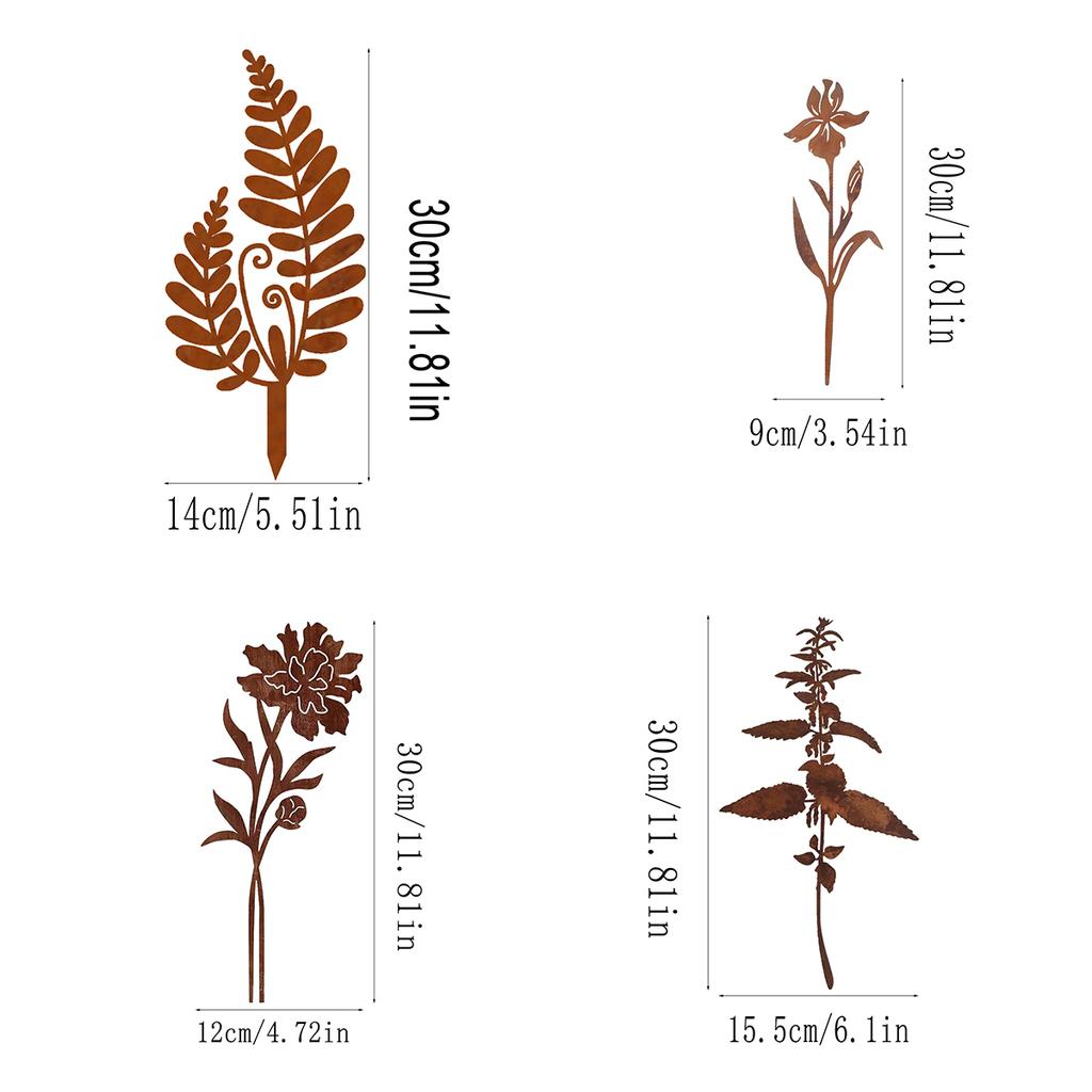 1 шт. Железное украшение в виде цветка, втыкаемое в землю, в деревенском стиле, садовые колышки, подходит для уличного, дворового, газонного и садового декора