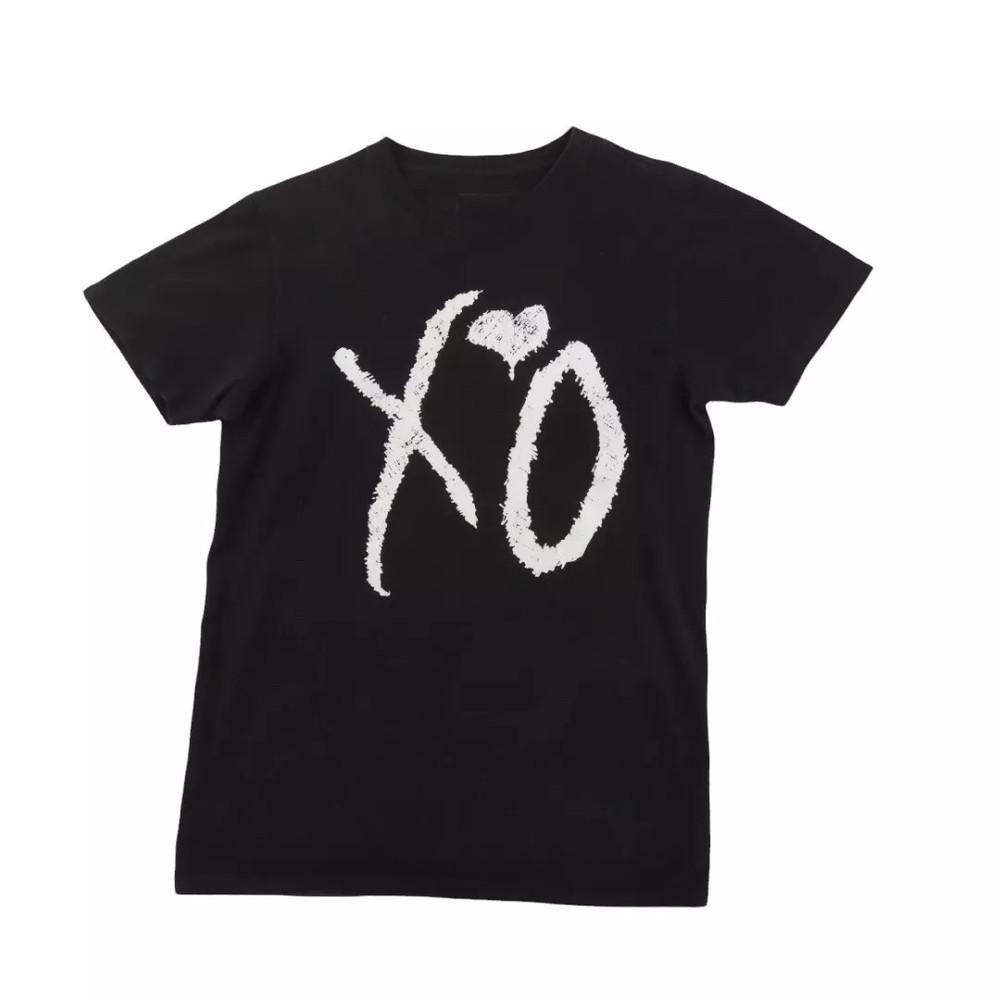The Weeknd XO базовая футболка с повторным принтом логотипа Черная Полный размер S-5XL Унисекс