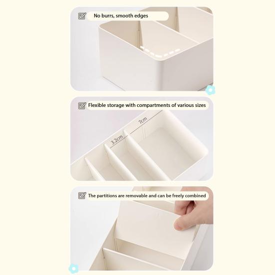 Adjustable Drawer Divider Box Multi-Compartment Drawer Organizer Desk Storage Box with Removable Dividers for Cosmetics Snacks