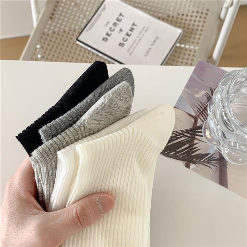 Женские сетчатые носки до середины икры с бантом - Дышащие однотонные для весны и осени