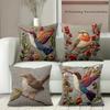 2D плоская печать Вышитый птичий цветочный узор Декоративная подушка Полиэстеровая наволочка диванная декоративная наволочка