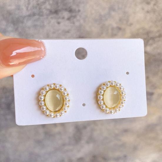 1 пара сережек из искусственного жемчуга, винтажные роскошные овальные серьги из искусственного опала из нержавеющей стали, легкие противоаллергенные украшения для ушей, ювелирные изделия для леди, свадьбы, выпускного банкета, банкета