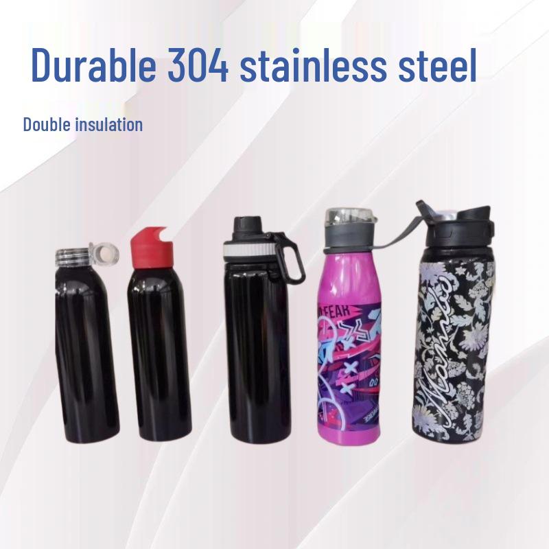 304 Stainless Steel Wide Mouth Sports Bottle - Single-layer, Portable Outdoor Water Cup for Cycling