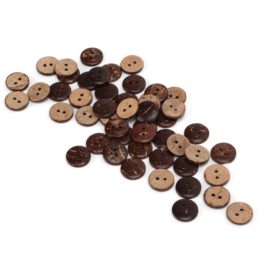 200pcs Wooden Sewing 2 Holes Coconut Shell Buttons Coconut Brown Sewing Buttons Exquisite Craft Buttons Clothing Decorations