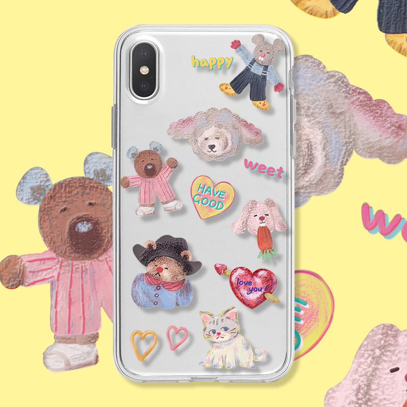 Oil Painting Style Clear Phone Case for Apple 15, Huawei, Xiaomi, Vivo, Oppo, iPhone 11/13/14