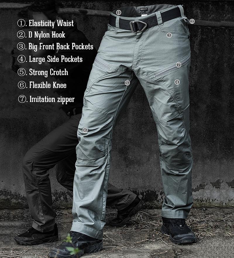 Men's Tactical Cargo Pants Men Waterproof Stretch Ripstop Army Combat Military Trousers Multi Pocket Lightweight Outdoor Hiking Pants