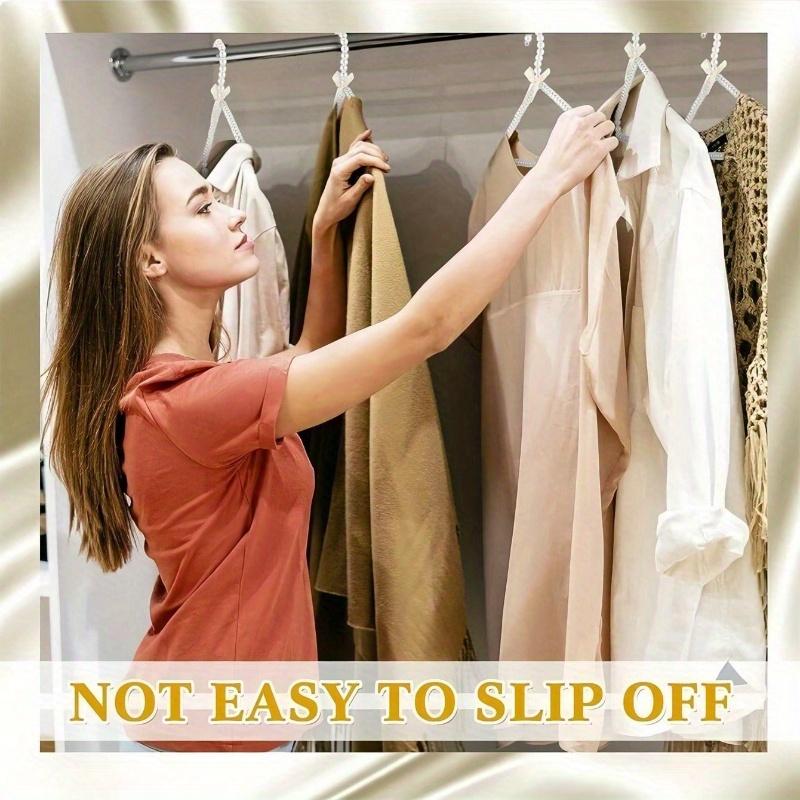 Пластиковая белая вешалка с бусинами из искусственного жемчуга, вешалка для хранения одежды, для сушки, для хранения пальто, рубашек, пижамных брюк, свадебных платьев, юбок, домашний декор, осень