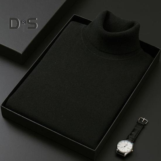 Осень-зима мужской свитер с полувысоким воротником, толстая плюшевая трикотажная подкладка, эластичные длинные рукава, теплый однотонный трикотаж, свободная повседневная одежда, свитера