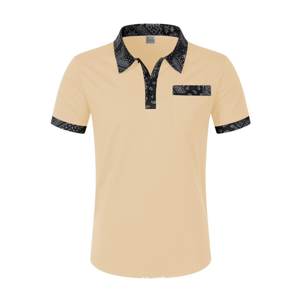 Мужская мода воротник принт свободные рубашки поло короткий рукав отложной воротник однотонный простой топ футболка