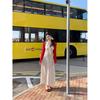 Винтажное платье-майка с V-образным вырезом в горошек для женщин, летнее, с открытой спиной, на бретельках, без рукавов, длинное платье