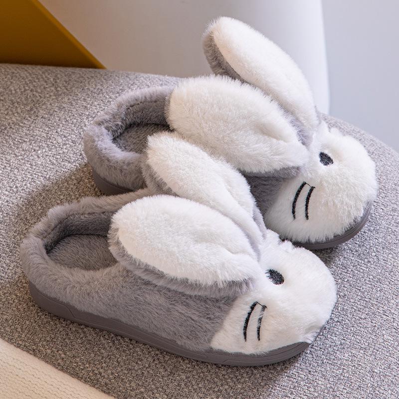 Kids' Cartoon Rabbit Slippers: Cozy Indoor Family Footwear for Autumn & Winter