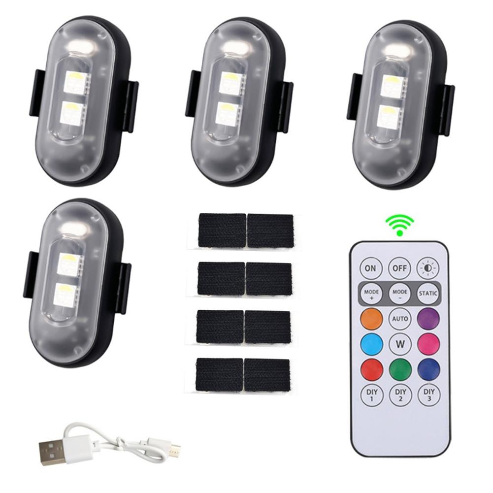 Wireless LED Strobe Lights IP65 Waterproof Car Decor Atmosphere Light Rechargeable for Car Drone Truck Motorcycle Aircraft Bike
