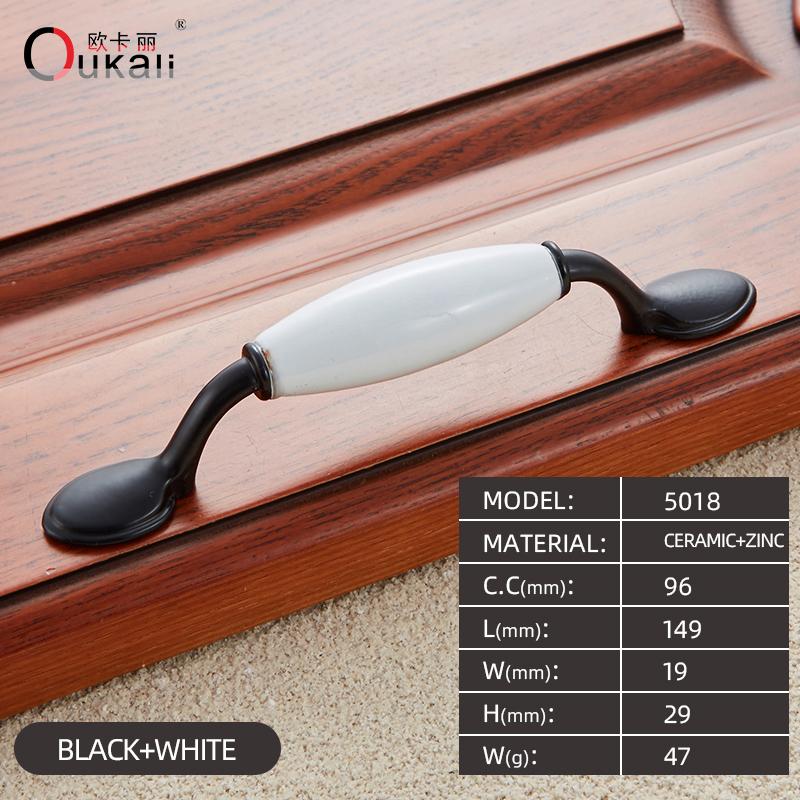 Oukali Antique Classical Ceramic Zinc Drawer Door Vintage Bedroom Furniture Handles Draw Pulls Kitchen Cabinets Wardrobe Handle