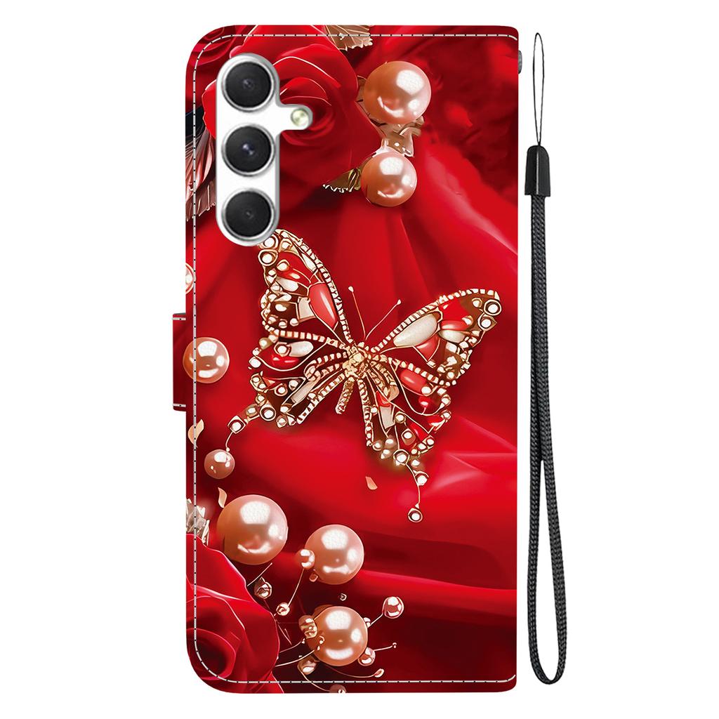 Чехол-книжка из искусственной кожи ручной работы для Samsung Galaxy S25 (SM-S931B)- Противоскользящий ударопрочный чехол с ремешком на запястье и дизайнами в виде сердец/роз и кошек