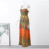 Контрастные платья-макси с принтом на бретельках для женщин, пляжное цветное свободное платье без рукавов с открытой спиной, летнее платье для отдыха