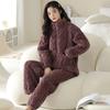 Зимняя пижама из кораллового флиса с подкладкой, женская флисовая утолщенная фланелевая куртка с подкладкой, осенне-зимняя домашняя одежда, теплый костюм
