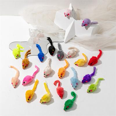 Игрушки для кошек, кролик, мех, искусственная мышь, перо, радужная мышь, игрушка, забавные игрушки для котят