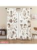 2Pc,2D Plane Printing Pattern Curtains Coffee Doodles Durable 100% Polyester Fabric (Without Rod) Gifts For Living Room,