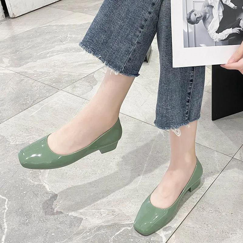WTEMPO Офисные женские водонепроницаемые нескользящие мягкие рабочие туфли на толстом каблуке женские большие размеры однотонные повседневные туфли