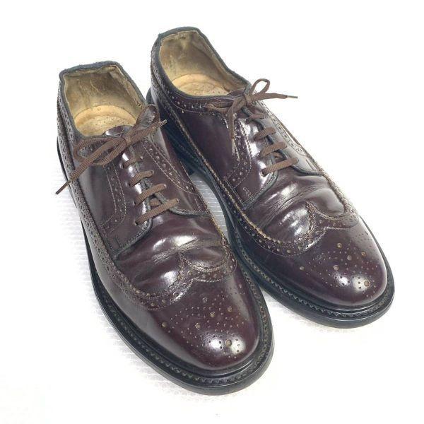 Винтажные 80-е 90-е Подошва Goodyear Welt Размер 10.5D 28.0 28.5см Лонгвинг Американский Брог Коричневый(ИСПОЛЬЗОВАЛ)