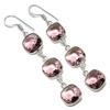 Natural Morganite Gemstone 925 Sterling Silver Jewelry Earring 2.56" E6B36