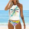 Женский купальник-бикини с бретелькой на шее, бабочкой и одуванчиком, купальник-танкини