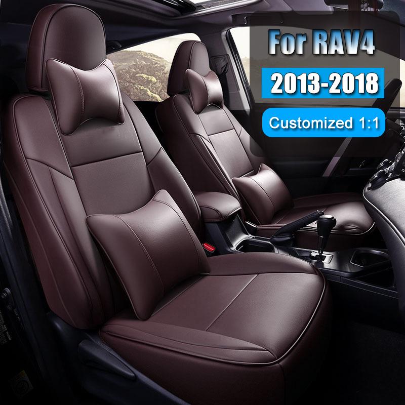 Оригинальные Индивидуальные Чехлы на Сиденья Автомобиля Для Toyota Выберите Rav4 2013-2018 Водонепроницаемая Искусственная Кожа Защита Салон Автомобильные Аксессуары