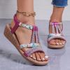 New Women Platform Sandals Summer Bohemia Rhinestones Casual Wedges Sandals Peep Toe Outdoor Beach Shoes Zapatos De Mujer