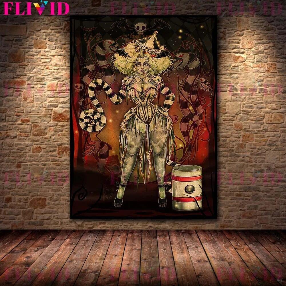 Грибная фея и зомби девушка готический художественный постер и принты украшение дома кровь ведьма настенная живопись холст без рамки