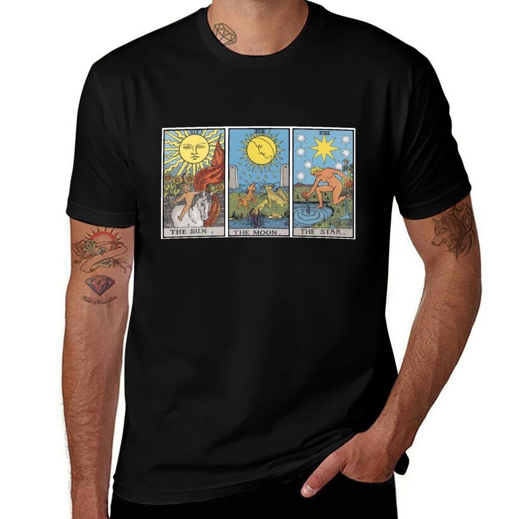 Sun Moon Star Tarot T-Shirt T Shirts for Man Pack Cotton T Shirt Personalised T-Shirt