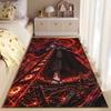 Samurai with Fiery Sword Pattern suitable as a non-slip mat for the living room or bedroom sofa