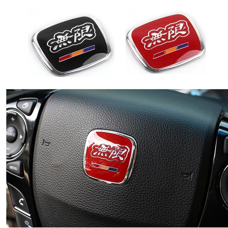 Mugen Power Red And Black Car Steering Wheel Cover Wheel Hub Caps Racing Emblem Badge Sticker For Civic Jazz Accord