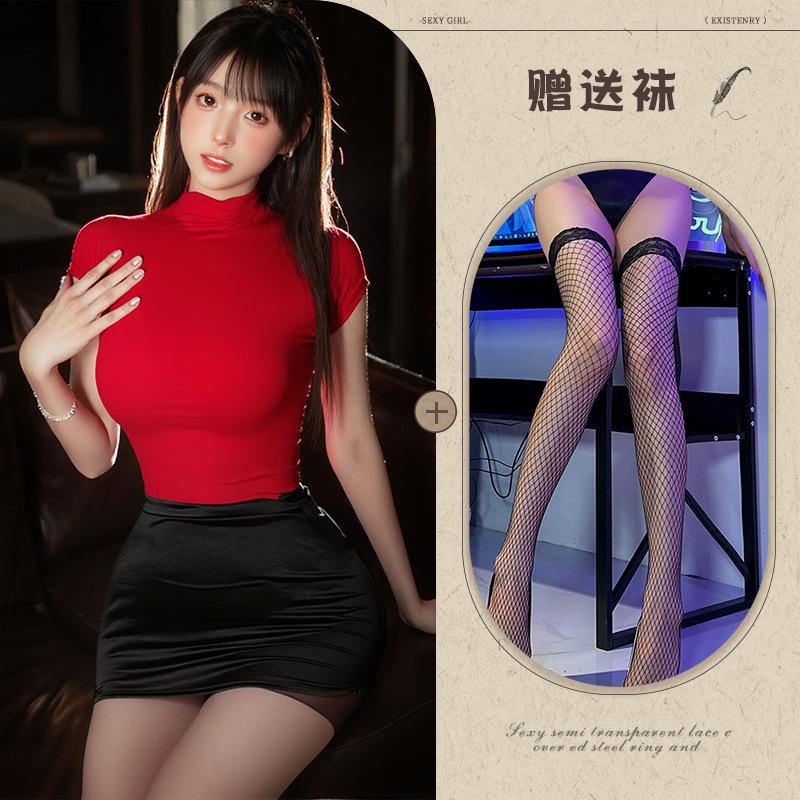 Office training secretarial clothing, new models can be cut to show two breasts, wearing erotic underwear, pure desire, sexy female secretary uniform