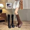 Ботинки Женские 2025 Осень и Зима Платформа Высокие Рыцарские Сапоги Ретро Модные Ботинки Ботинки Майяр Средние Ботинки