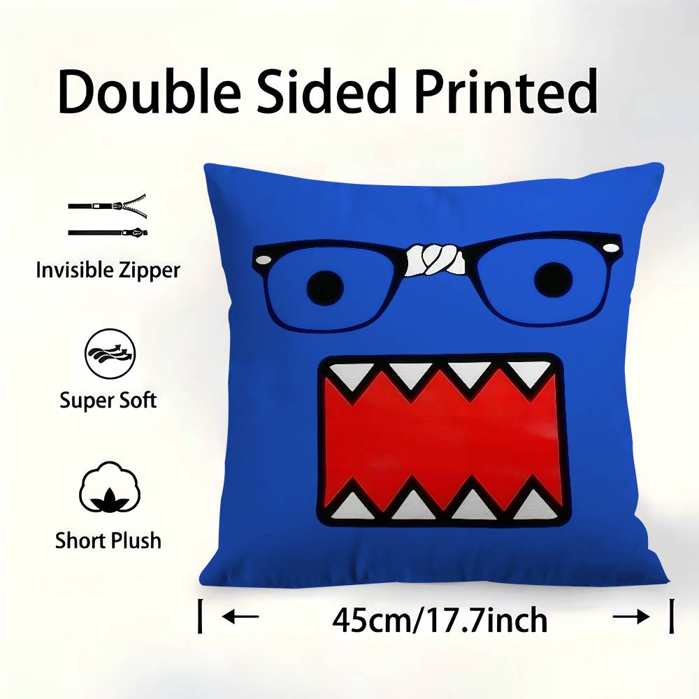 Cute Domo-Kun Pillowcase Toon Gift Cushion Cover Bedroom Home Sofa Chair Seat Decor Pillow Case