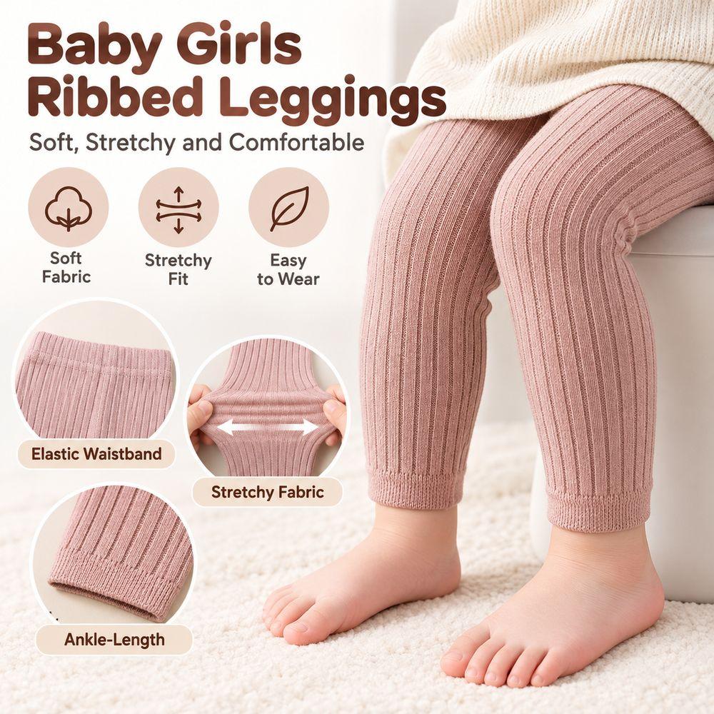 Stripes Toddler Leggings Ribbed Knit Stretch Pants New Baby Girls Leggings  Ankle-Length Pants