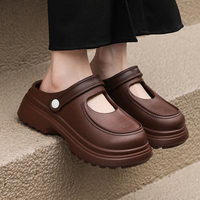 Летние винтажные сплошные тапочки для улицы, нескользящие домашние тапочки на мягкой подошве, женские водонепроницаемые сандалии, женская обувь