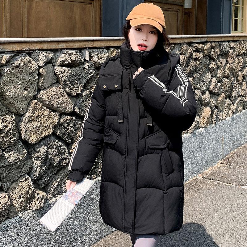Толстая длинная куртка с капюшоном для женщин, зимнее пальто в корейском стиле со свободным кроем