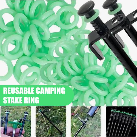 20 шт. Кольца для колышков палатки 15 мм Светящиеся в темноте Силиконовые Кольцо для колышка в грунт Флуоресцентная Петля для колышка палатки Аксессуары для колышков для палатки для кемпинга на открытом воздухе