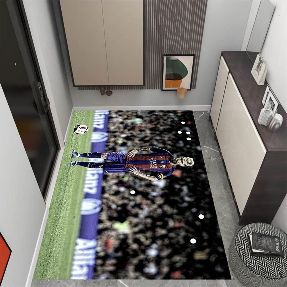 Yellow Stripes Soccer Player Area Rug Suitable for Bedrooms Study room Balcony Foyer Antislip Carpet Anime Office Decor Best for Christmas