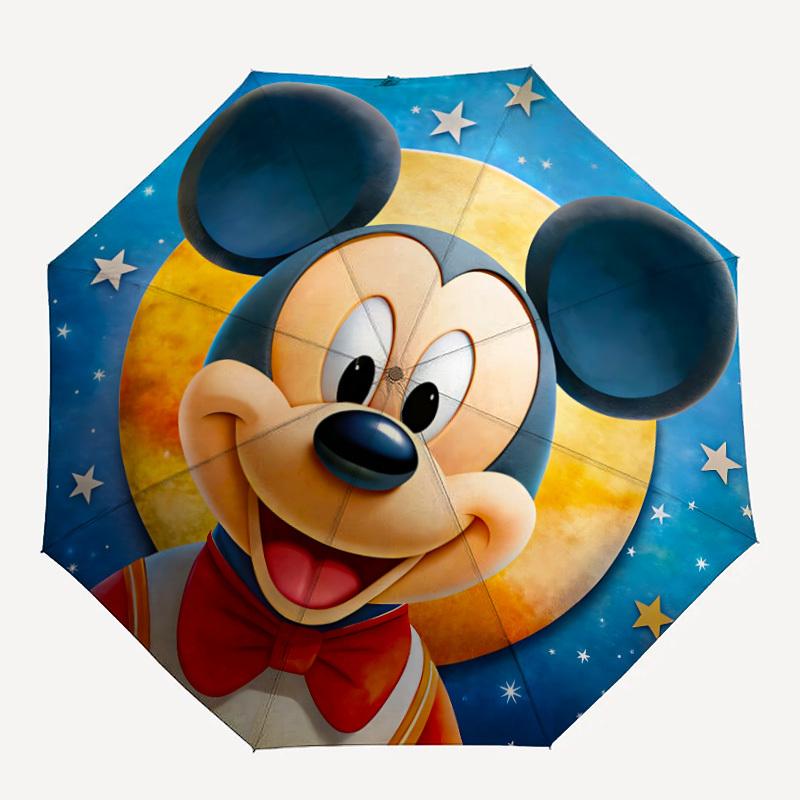 1pc Mickey Mouse Folding Umbrella, Automatic Folding. It Has Eight Sturdy Ribs, Making It Convenient for Outdoor Use yy0729007