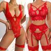 Sexy Erotic Lingerie Women Bra And Panty Garters 3pcs See Through Lingerie Sets Sexy Women's Underwear Set Sexy Costumes