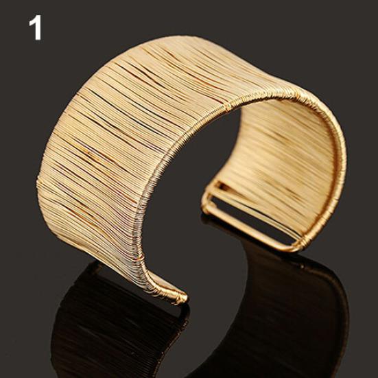Women's Handmade Wire Opening Bangle Punk Golden Silver Alloy Upper Arm Bracelet