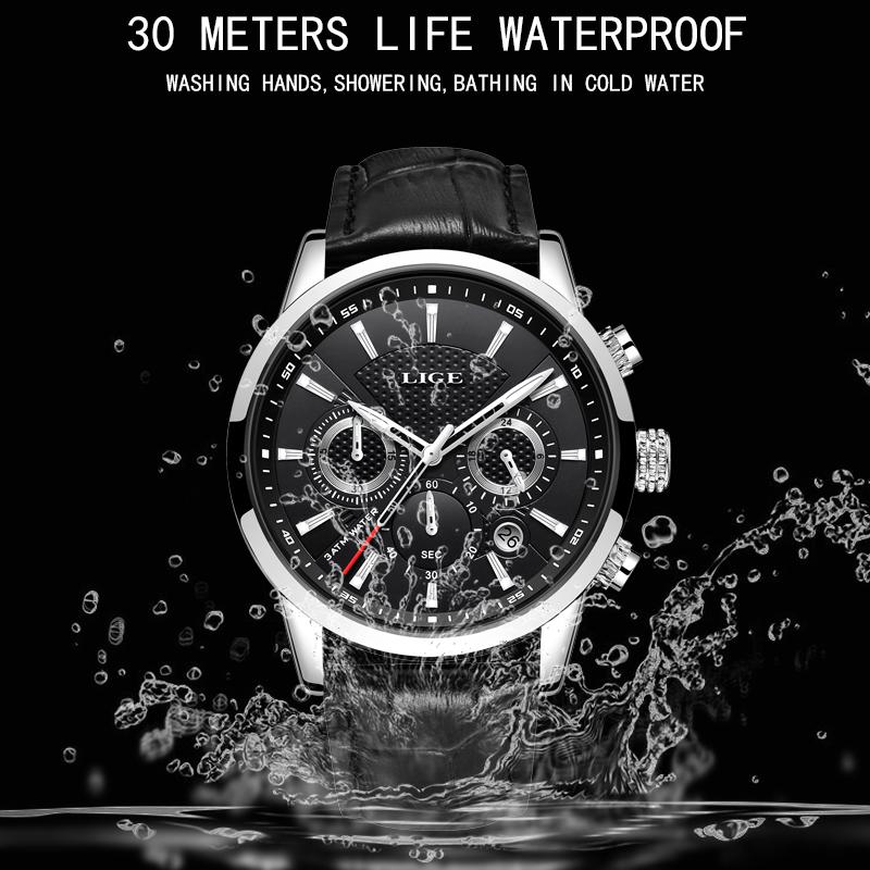2022 LIGE мужские часы лучший бренд класса люкс повседневные кожаные кварцевые мужские часы деловые часы мужские спортивные водонепроницаемые хронограф с датой