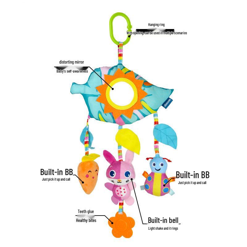 Rainbow Leaves Baby Crib Mobile & Plush Animal Rattle Toy